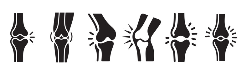 Joint Pain and Arthritis Icons Set. Knee Joint Pain Vector Illustration eps 10