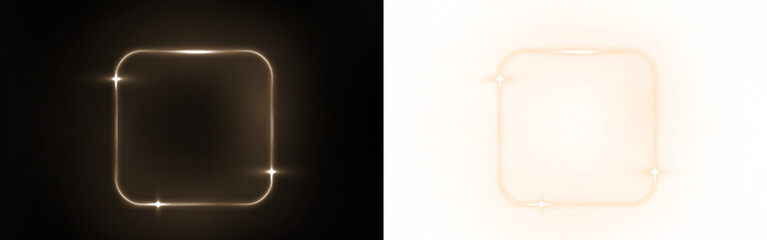 Png Yellow Neon Square Frame PNG Overlay on transparent background