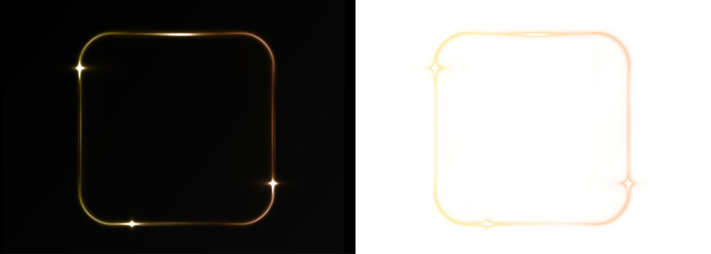 Png Yellow Glowing Square PNG Overlay on transparent background