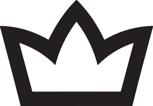 Simple black outline crown symbol icon representing royalty power authority leadership and monopoly for design concepts