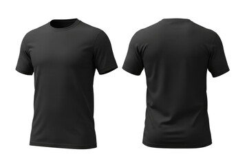 Black t shirt mockup front and back view transparent background cutout png