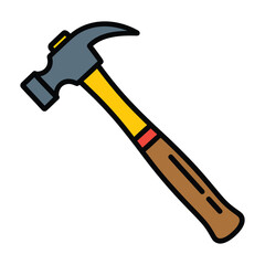 Hammer with a wooden handle, a tool for driving nails into wood