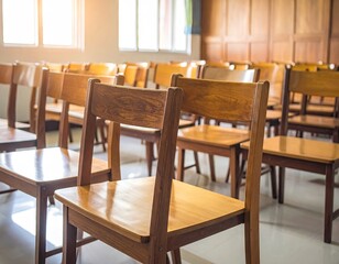 Empty Wooden Chairs in a Room