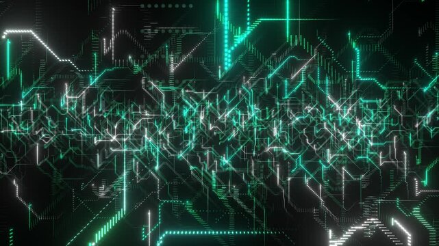 Futuristic Digital Circuit Data Flow Animation - Powered by Adobe