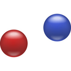 Two Spheres One Red One Blue With Shiny Reflective Surface Isolated On White Background Simple Graphic Element