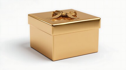 Presents a gold gift box with ribbon. Ideal for marketing, promotions, web use.