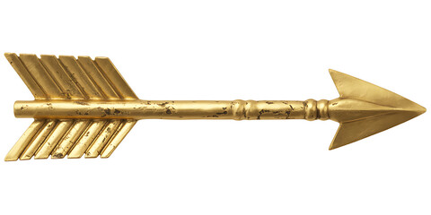 Golden arrow isolated on white background