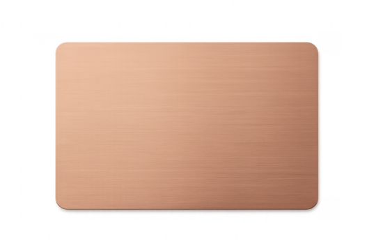 Brushed rose gold metal plate with transparent background