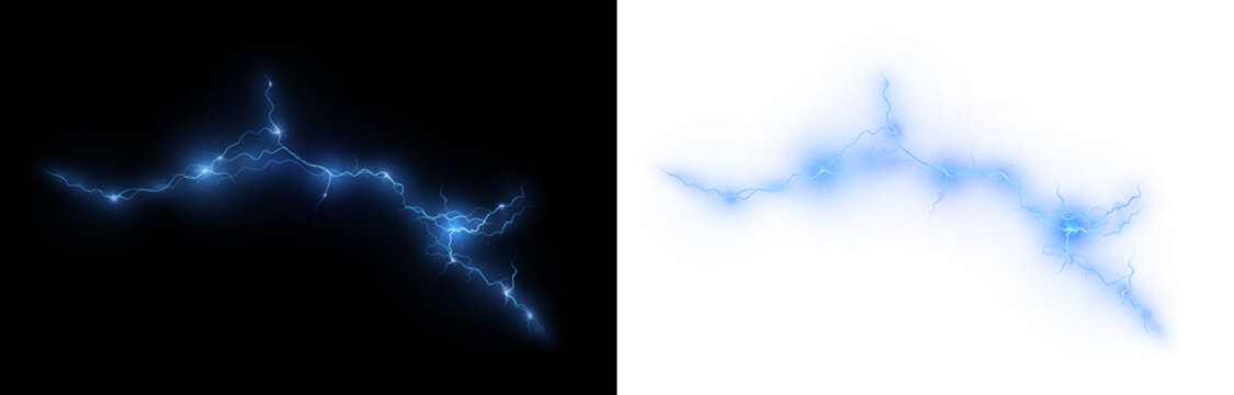Png Blue Electric Lightning Bolt Overlay PNG on transparent background