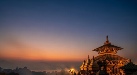 Fototapeta premium Kathmandu Maha Shivaratri banner background, Pashupatinath temple