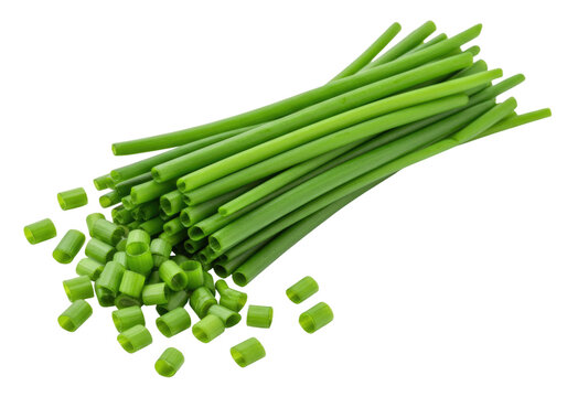 Fresh chives bunch transparent background cutout png