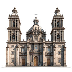 Fototapeta premium Mexico City Metropolitan Cathedral isolated on transparent background. PNG.