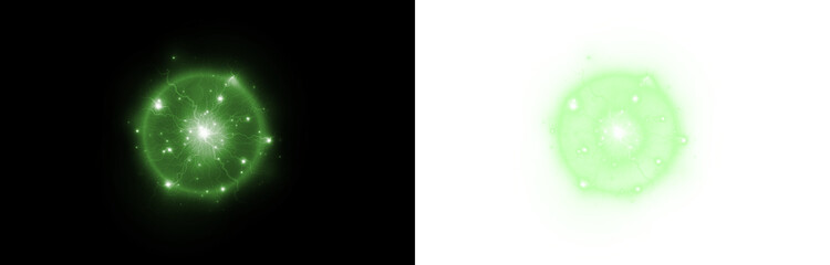 Png Green Electric Energy Sphere Overlay PNG on transparent background