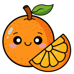 Kawaii Orange with Slice