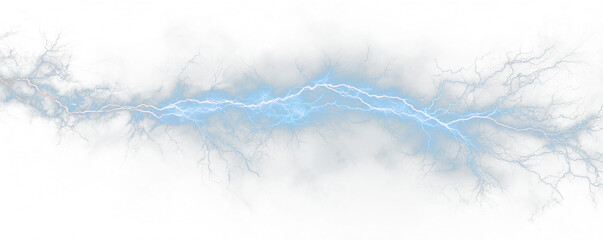 Electric lightning arcs flash through dark storm clouds. Neon glow and sparks enhance the dramatic energy of the thunderstorm scene. PNG