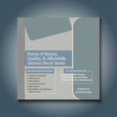 Stylish and elegant Instagram post template for luxury interior design studios. Perfect for showcasing modern furniture, home inspiration, and premium decor collections.