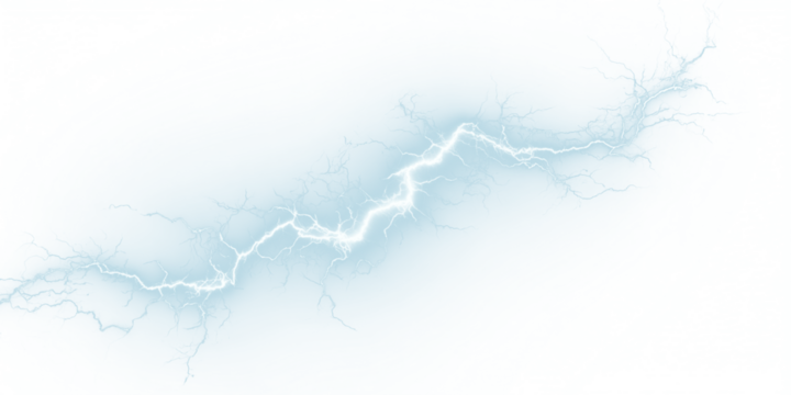 Blue and white lightning streaks strike across stormy skies. Each flash reveals hidden clouds. Energy pulses through the dark night. PNG