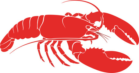 flat red lobster vector, simplified silhouette, modern graphic style.