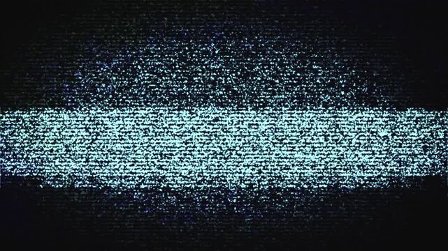 Static TV screen glitch with horizontal line creates retro analog interference, perfect for broadcast fail visuals.