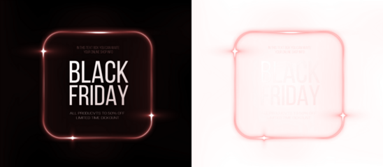 Png Neon Black Friday Frame Badge — Glowing Banner PNG Overlay Design on transparent background
