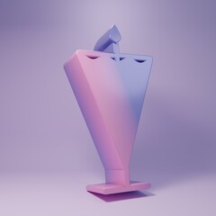 Purple Medieval flag icon isolated on purple background. Country, state, or territory ruled by a king or queen. Minimalism concept. 3D render illustration