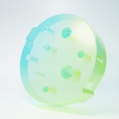 Frosted glass Moon icon isolated on white background. Minimalism concept. 3D render illustration