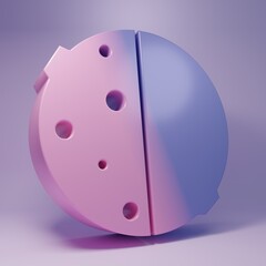 Purple Eclipse of the sun icon isolated on purple background. Total sonar eclipse. Minimalism concept. 3D render illustration