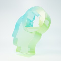 Frosted glass Man dreaming about buying a new house icon isolated on white background. Minimalism concept. 3D render illustration