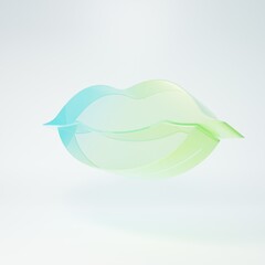 Frosted glass Smiling lips icon isolated on white background. Smile symbol. Minimalism concept. 3D render illustration