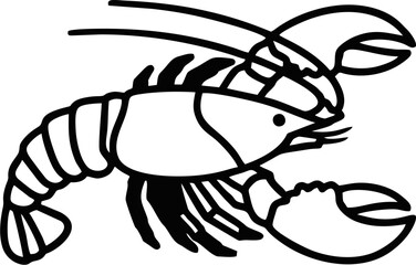 simplified lobster form, abstract vector, clean curves.