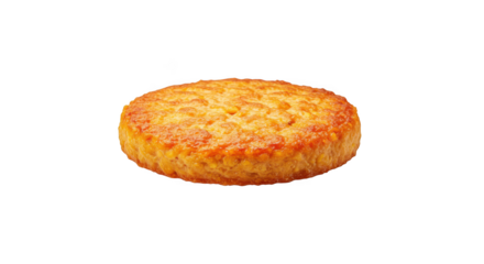 Round baked pastry with golden brown crust isolated on transparent background