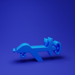 Blue UAV Drone icon isolated on blue background. Military Unmanned aircraft spy. Minimalism concept. 3D render illustration