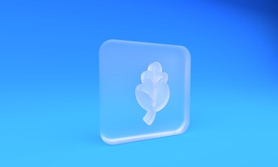 Frosted glass Korean food kimchi, cabbage icon isolated on blue background. Square frosted glass button. 3D render illustration