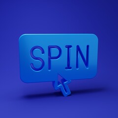 Blue Slot machine spin button icon isolated on blue background. Minimalism concept. 3D render illustration