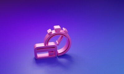 Obraz premium Pink Fast payments icon isolated on purple-blue background. Fast money transfer payment. Financial services, fast loan, time is money, cash back concept. Minimalism concept. 3D render illustration