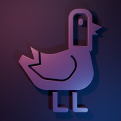 Purple Dove icon isolated on purple-blue background. Minimalism concept. 3D render illustration