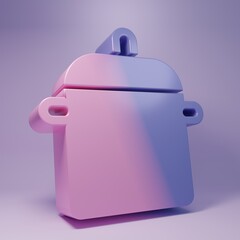 Purple Cooking pot icon isolated on purple background. Boil or stew food symbol. Minimalism concept. 3D render illustration