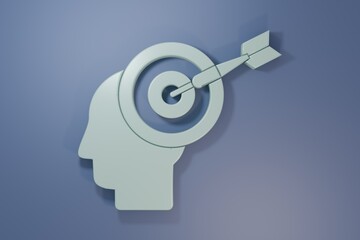 Grey Head hunting concept icon isolated on purple-blue background. Business target or Employment sign. Human resource and recruitment for business. Minimalism concept. 3D render illustration