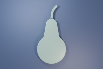 Grey Pear icon isolated on purple-blue background. Fruit with leaf symbol. Minimalism concept. 3D render illustration