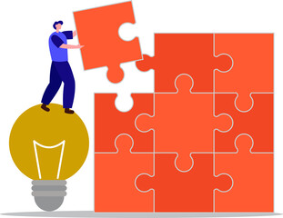 people working concept with puzzle piece. problem solving concept. creative idea concept