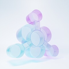 Frosted glass Bacteria icon isolated on white background. Bacteria and germs, microorganism disease causing, cell cancer, microbe, virus, fungi. Minimalism concept. 3D render illustration