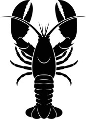 flat minimal lobster top view vector illustration, clean shapes