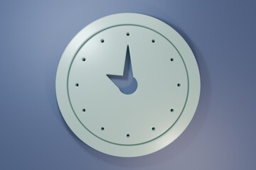 Grey Clock icon isolated on purple-blue background. Time symbol. Minimalism concept. 3D render illustration