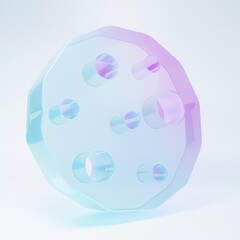 Frosted glass Cookie or biscuit with chocolate icon isolated on white background. Minimalism concept. 3D render illustration