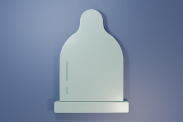 Grey Condom icon isolated on purple-blue background. Safe love symbol. Contraceptive method for male. Minimalism concept. 3D render illustration