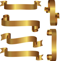 Obraz premium Shiny Golden Ribbons Set Vector Design