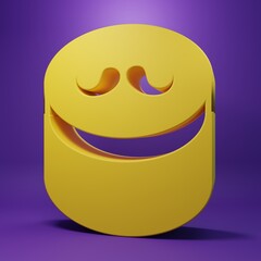 Yellow Gel or wax for hair styling icon isolated on purple background. Hair cosmetic. Jar with product for styling hair and mustache. Minimalism concept. 3D render illustration