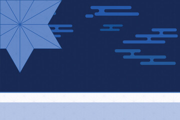 Japanese style background material illustration in calm snow in winter.