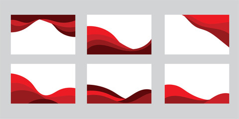 Obraz premium Six Red Wave Backgrounds With White Space abstract