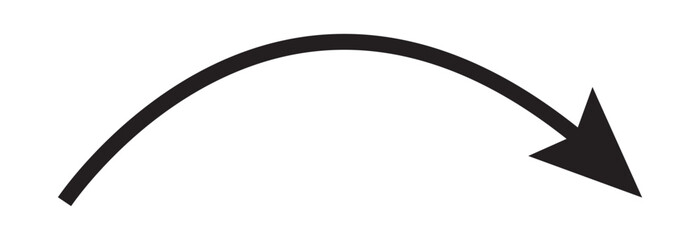 Long curve arrow icon. Long arrow. Curved bold arrow icon isolated on white background. Long curve arrow icon vector illustration. EPS 10
